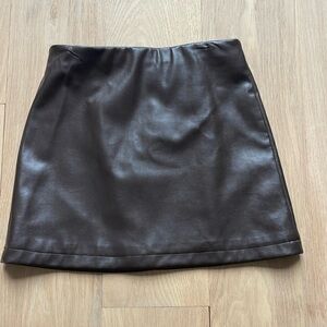 Katie J Girls Brown Leather Skirt Size Large
